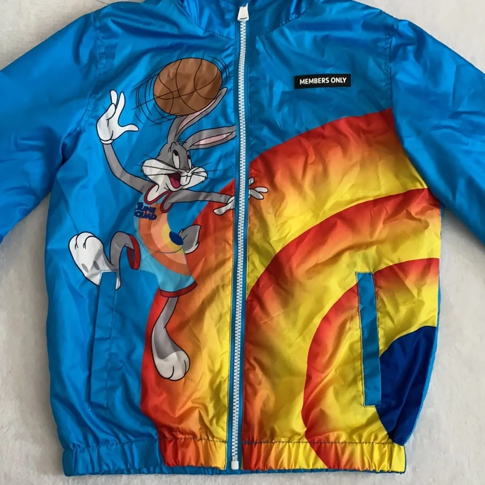 Members Only | Space Jam Tune Squad Team Graphic Windbreaker Hoodie Jacket 10/12 - Picture 7 of 16
